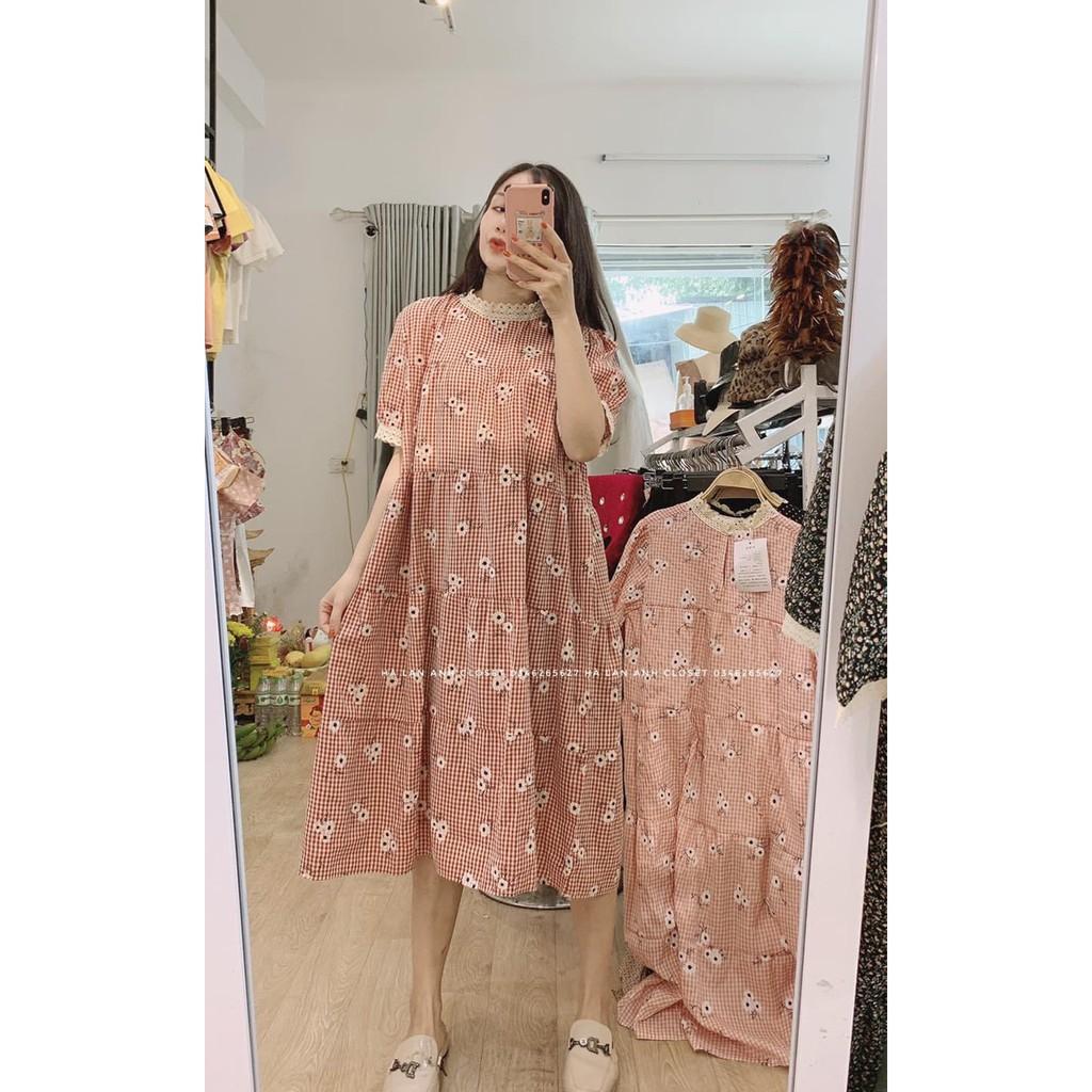 Đầm bầu, váy bầu thời trang công sở B55 chất Hoa Lụa freesize từ 45 đến 70kg