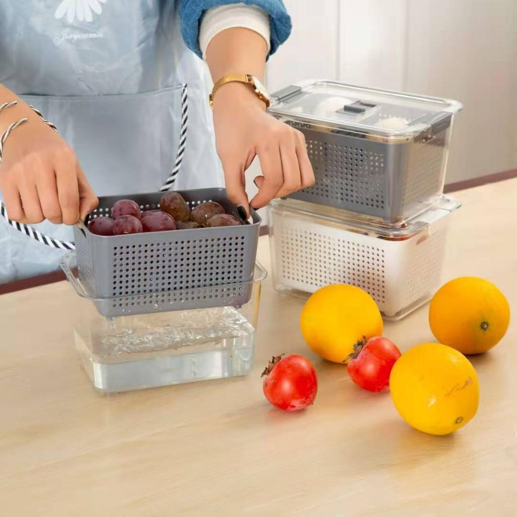 Hộp Đựng Và Bảo Quản Thực Phẩm Tủ Lạnh 2 Ngăn Tiện Lợi, Có Lỗ Thoát Nước Thoát Khí Dễ Dàng