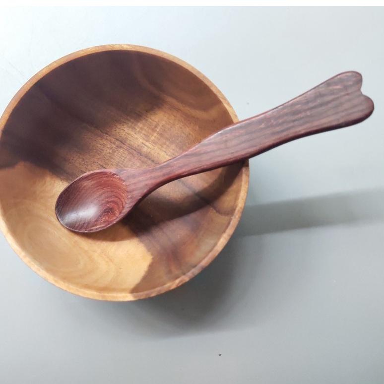 Thìa Gỗ Trắc Cán Trái Tim Dùng Pha Trà, Cà Phê, Thìa Cháo