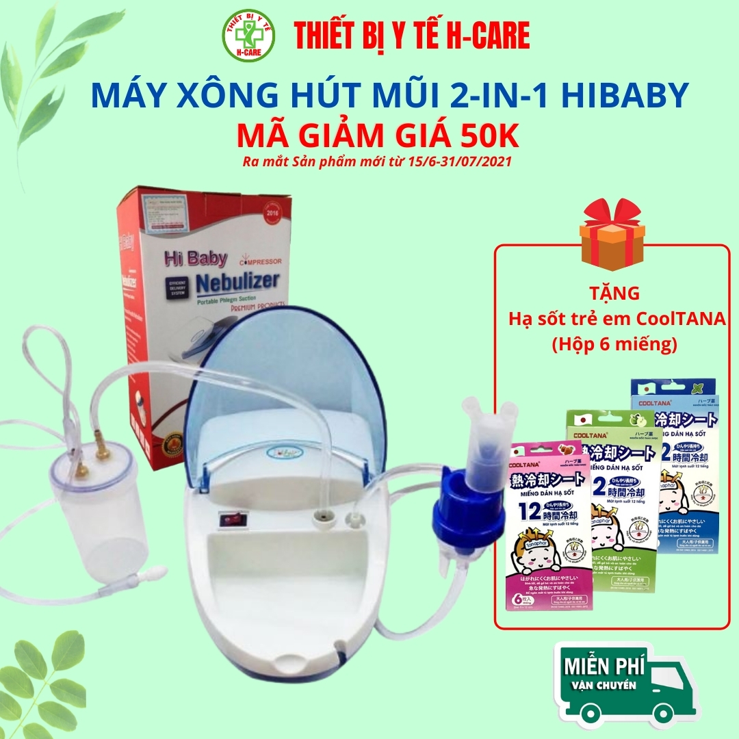 Máy xông hút mũi họng 2 trong 1 Dotha HiBaby, tạo khí dung xông mũi họng , hút sạch đờm nhớt mũi trẻ em - Hàng Việt nam sản xuất tại Hải phòng  - [TBYT H-Care]