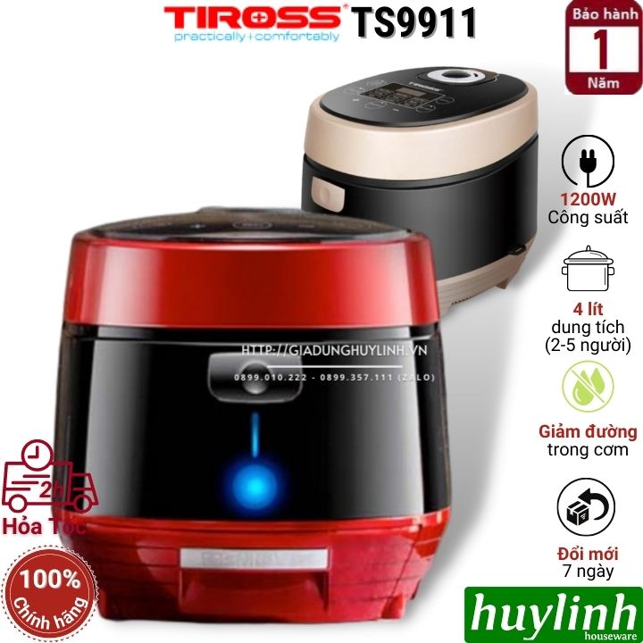 Nồi cơm điện giảm đường cao tần IH Tiross TS9911 - 1.5 lít [Tổng 4 lít] - Hàng chính hãng