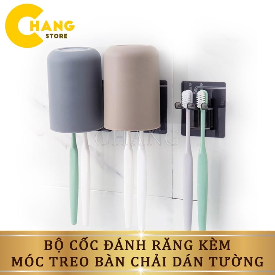 Bộ Cốc Đánh Răng Kèm Móc Treo Bàn Chải Dán Tường Nhà Tắm Gọn Gàng Tiết Kiệm Không Gian
