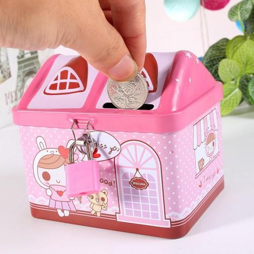 két sắt mini tích kiệm tiền hình ngôi nhà