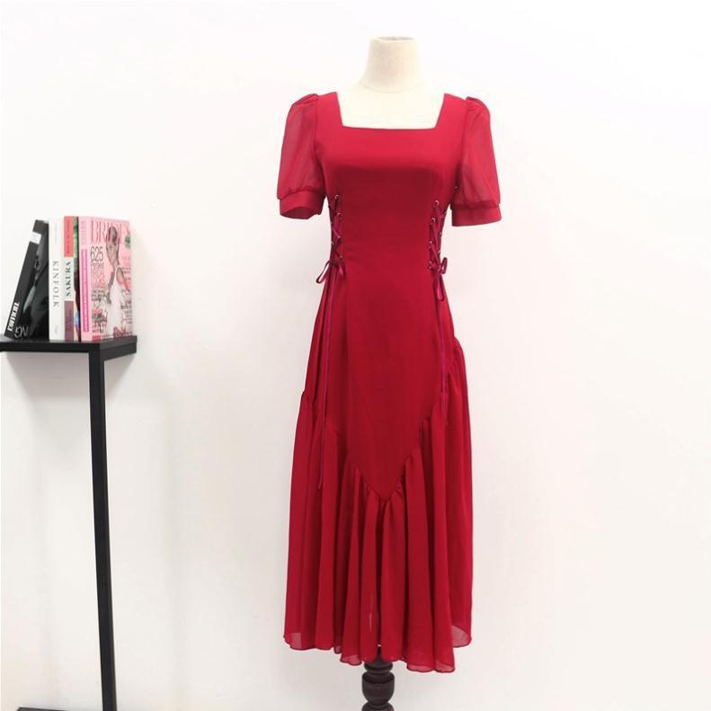 Đầm Đỏ Dây Đan Hepburn - phong cách Retro - Hàng Cao Cấp