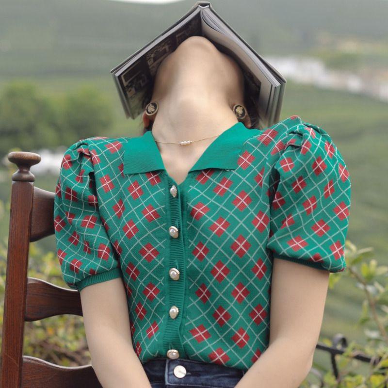 Hàng sẵn_ Áo len retro dáng ngắn phong cách thời trang