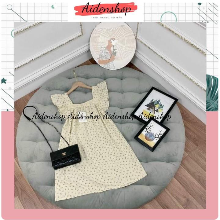 Váy bầu thiết kế thời trang hoa nhí đẹp Aidenshop màu kem freesize