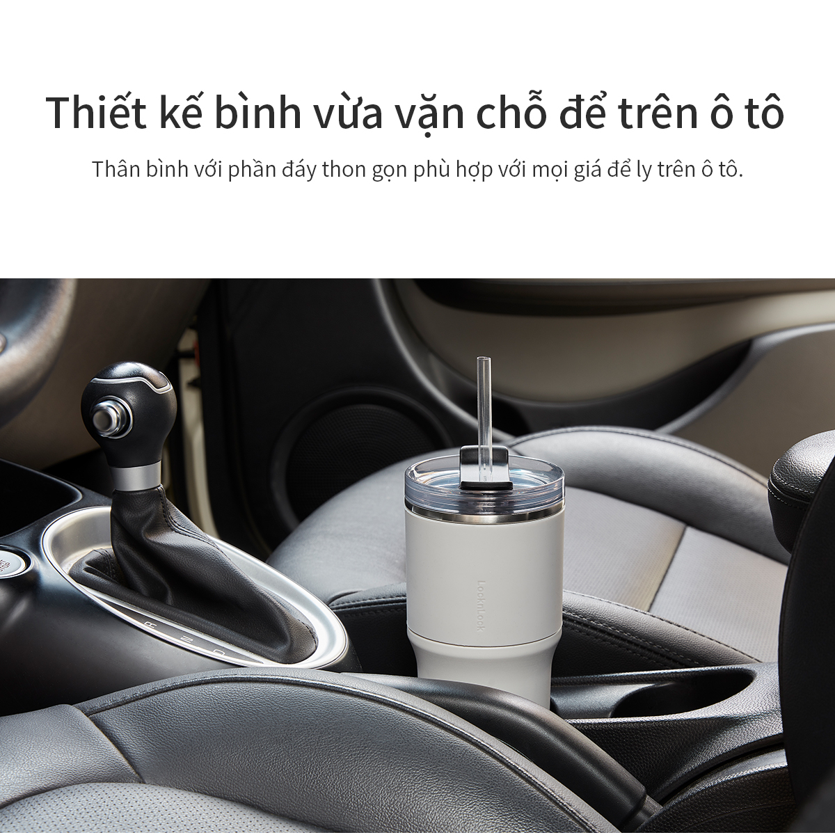 Bình giữ nhiệt LocknLock Metro Drive màu xám LHC4277SGRY 650ml - Hàng chính hãng, kèm ống hút cọ rửa, thiết kế nắp xoay - JoyMall