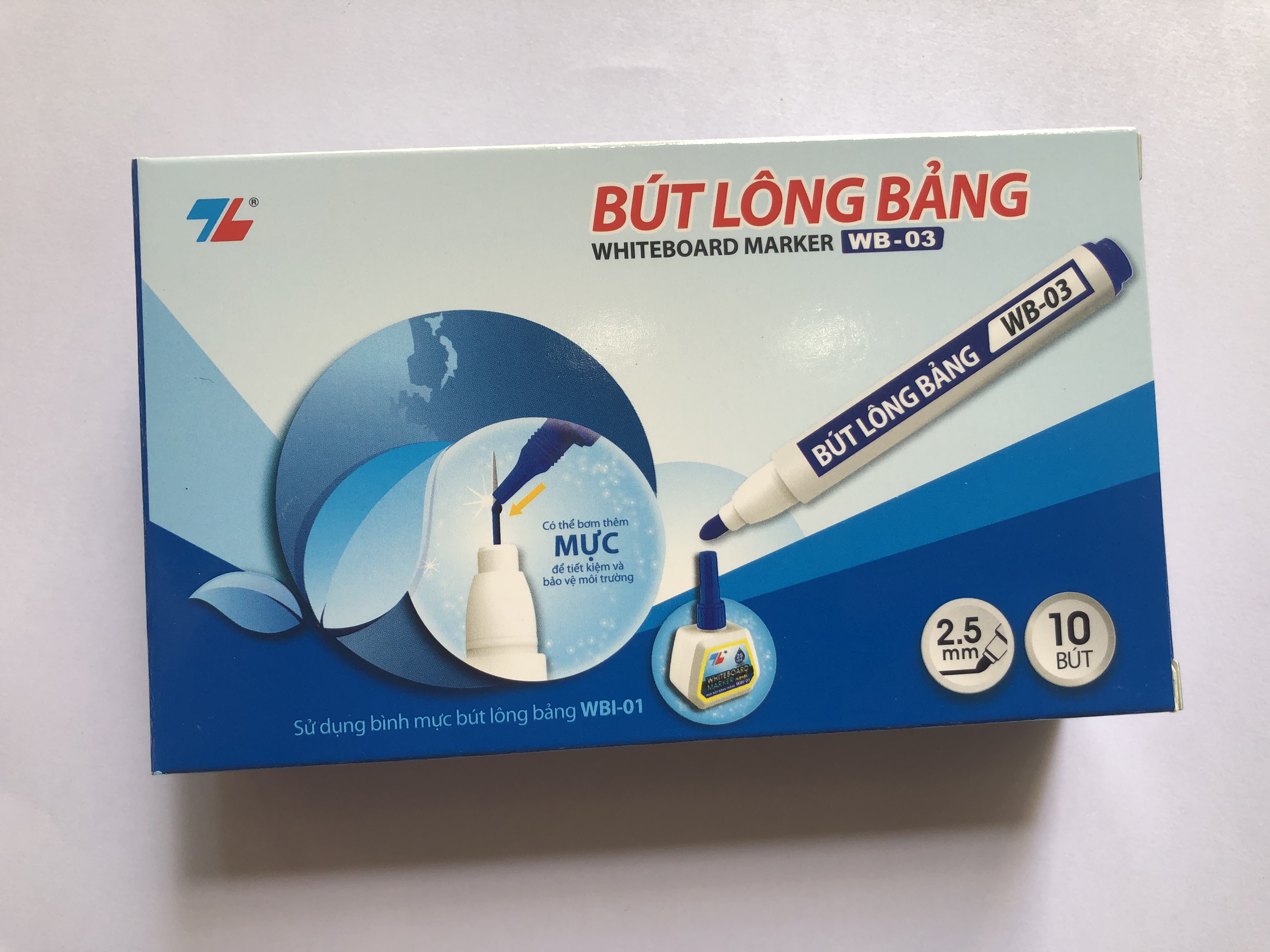 Hộp 10 Bút Lông Bảng Thiên Long Wb - 03 - Mực Xanh