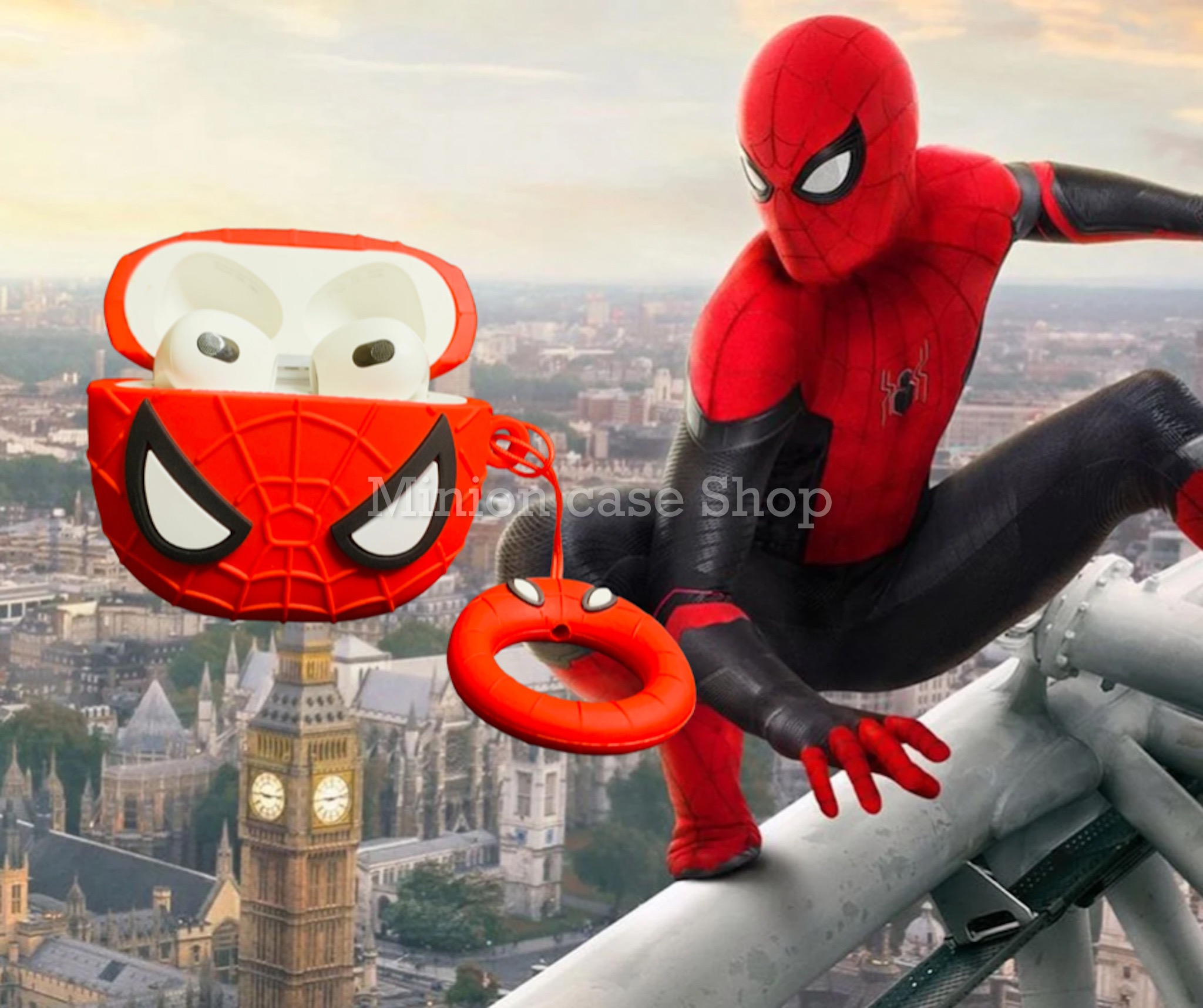Case bảo vệ dành cho Airpods 3 hình chai Spiderman chất liệu silicon 3d cao cấp