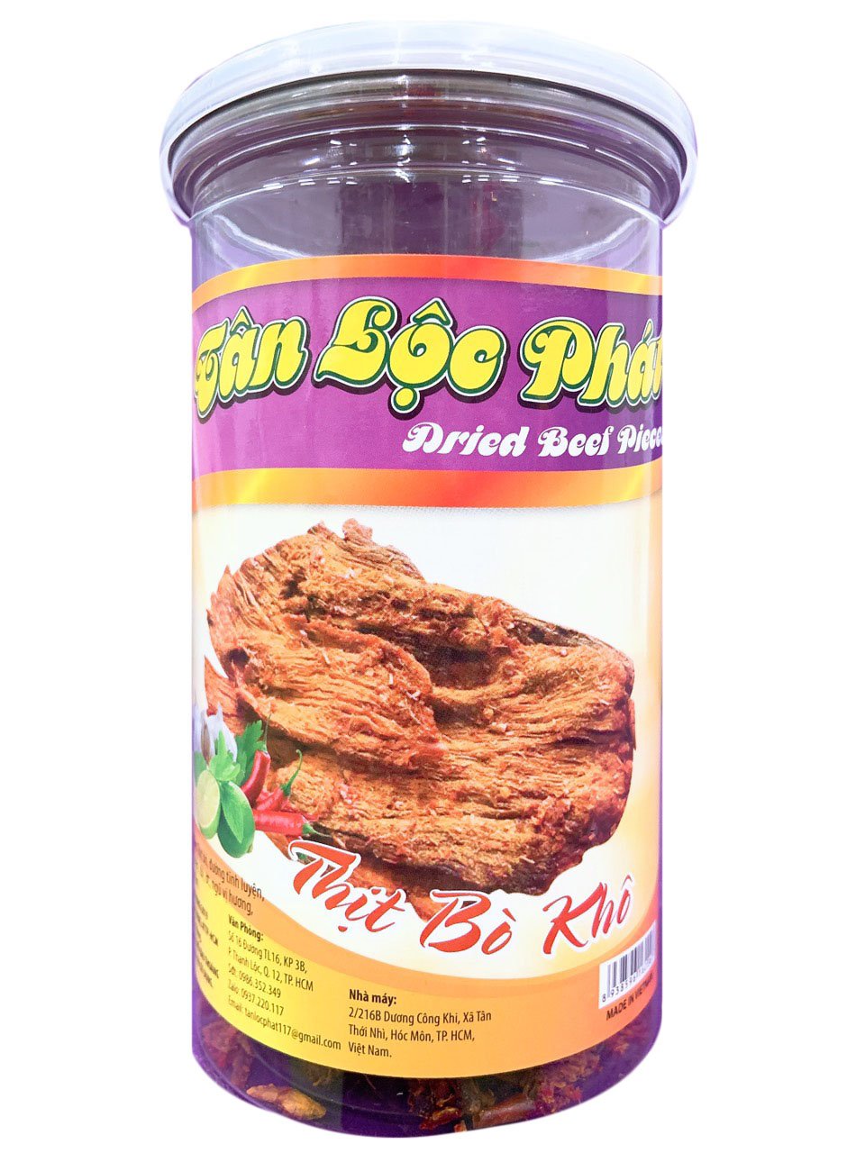 HŨ 250G THỊT BÒ KHÔ MIẾNG MỀM DAI CHẤT LƯỢNG TÂN LỘC PHÁT