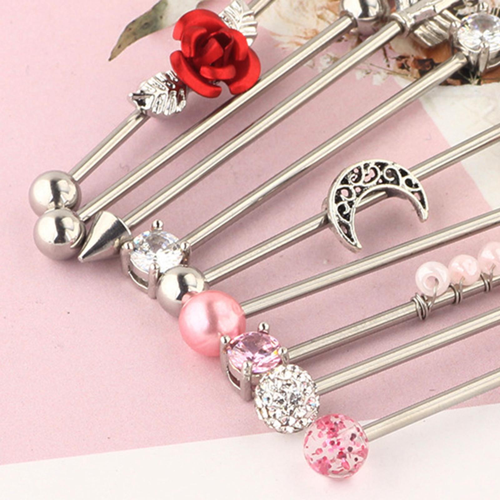 Pair trend ear industrial piercing barbell earrings jewelry punk accessory