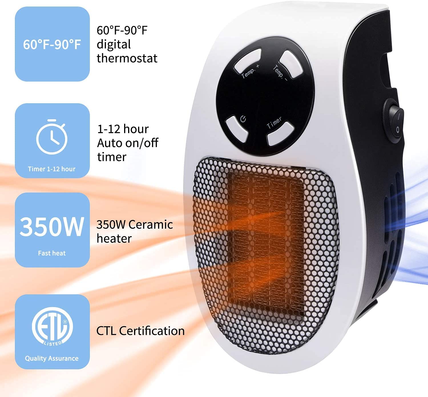 Máy sưởi ấm phòng ngủ mini Portable Electric Mini Fan Heaters 10㎡