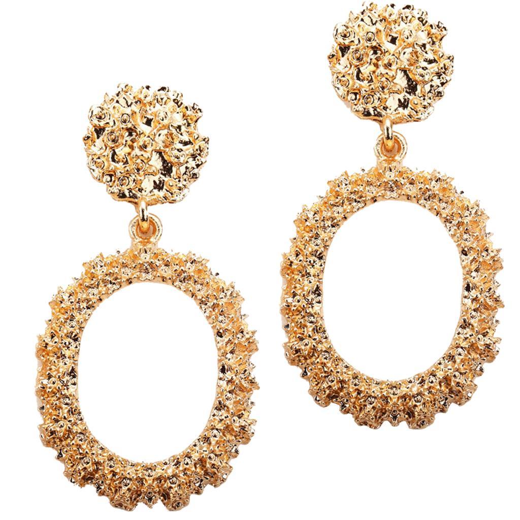 Dangle Earrings Women Fashion Oval Hoop Court Ear Drop Golden