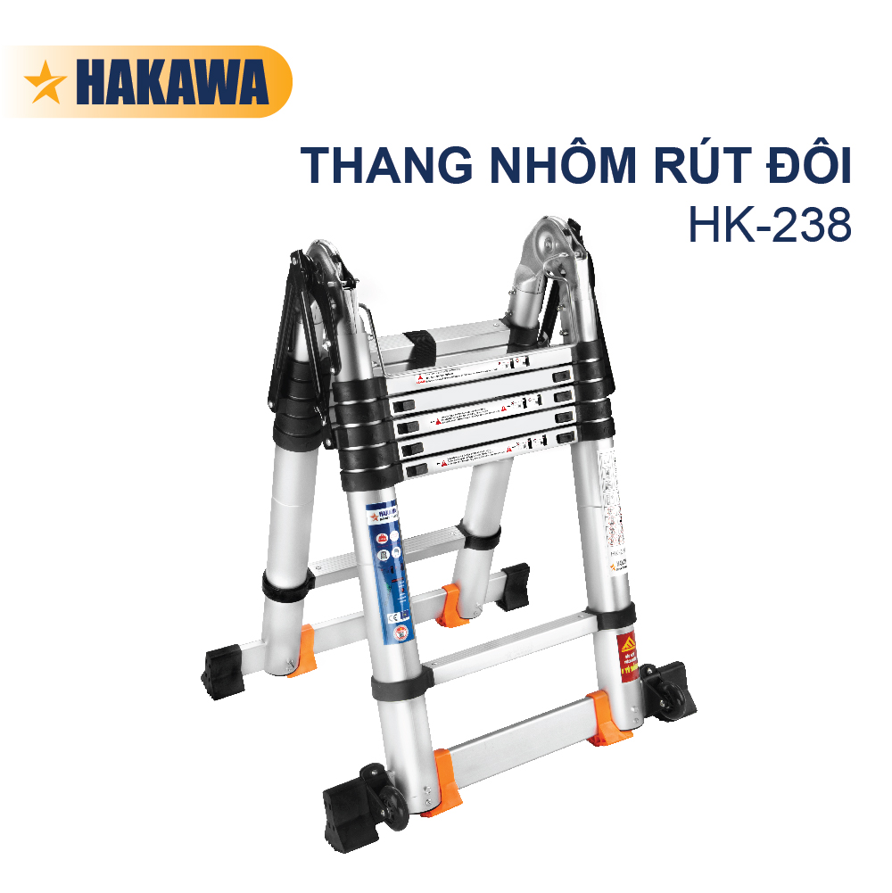 Thang nhôm rút đôi chữ a Nhật Bản HAKAWA HK238 (3,8M) - Phân phối chính hãng