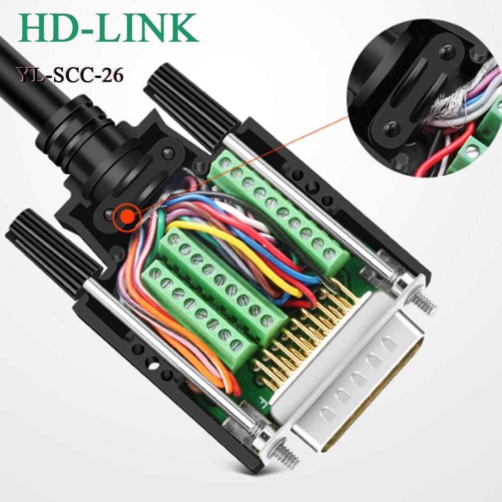 Đầu bấm cáp DB26 cổng dương + vỏ ốp nhựa HDLINK YL-SCC-26M. HÀNG CHÍNH HÃNG