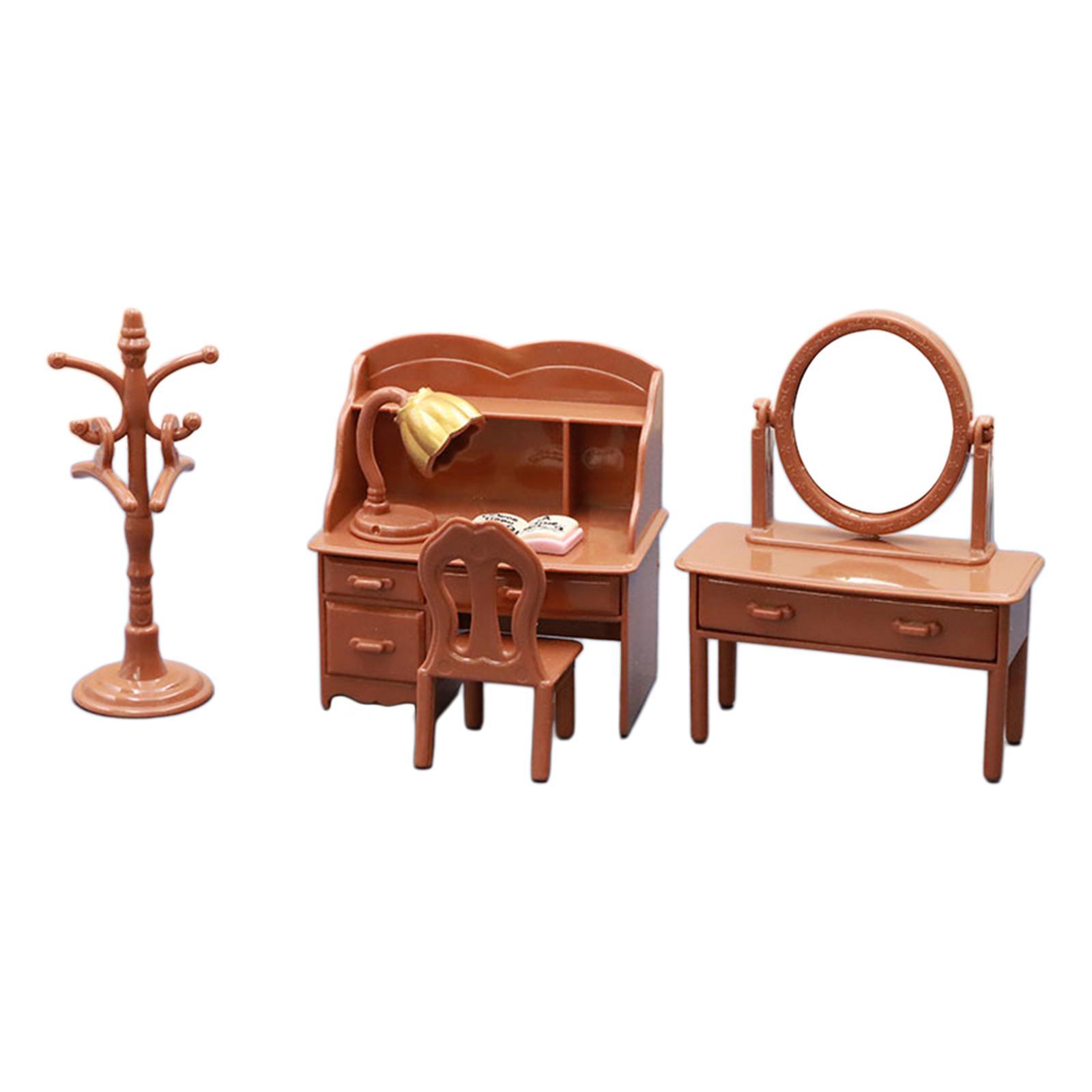 1/12 Dollhouse Miniature Wooden Bedroom Furniture Kit Chair Decor