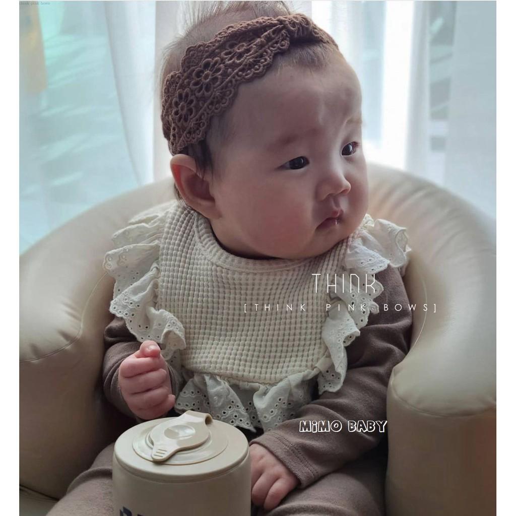 Yếm vuông viền bèo cột dây ngang phong cách hàn quốc Mimo Baby YC03 cho bé