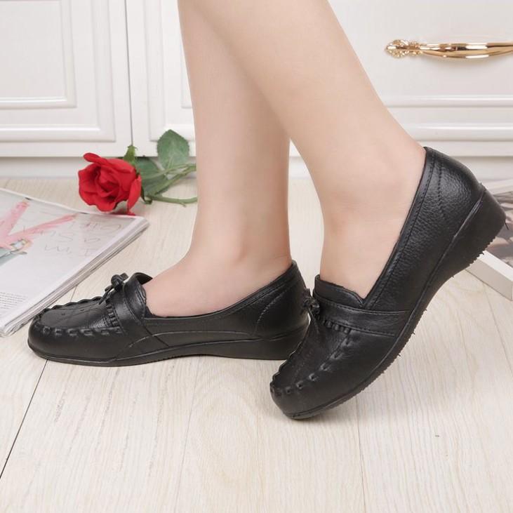 Giày búp bê nữ nhựa dẻo đế bằng mặc đi mưa gắn nơ