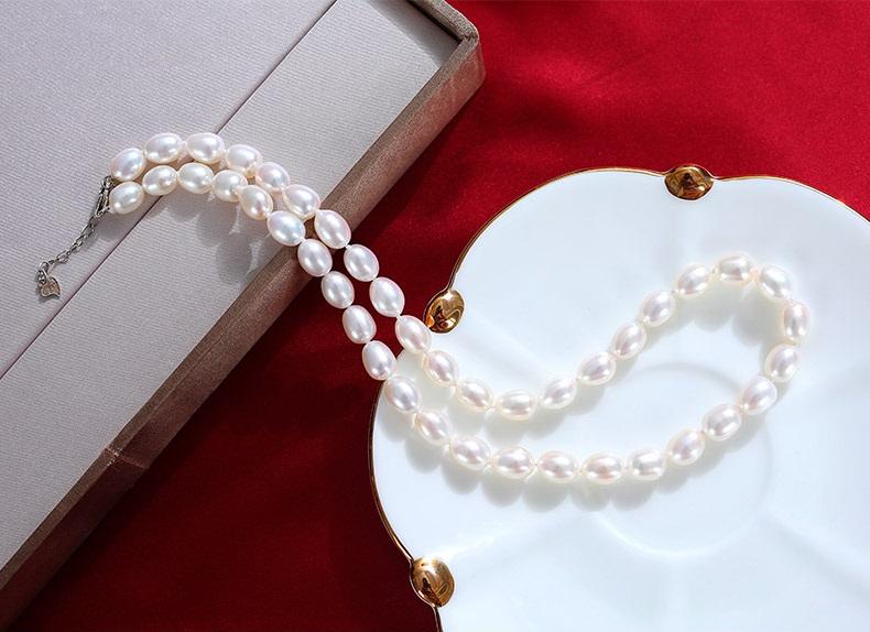 Vòng Cổ Ngọc Trai Nước Ngọt Thiên Nhiên Cao Cấp - Chuỗi Đơn Xoài Mọng - Trang Sức Cô Tấm - RICE PEARL - CTJ4608 + Tặng kèm bông nụ 6ly