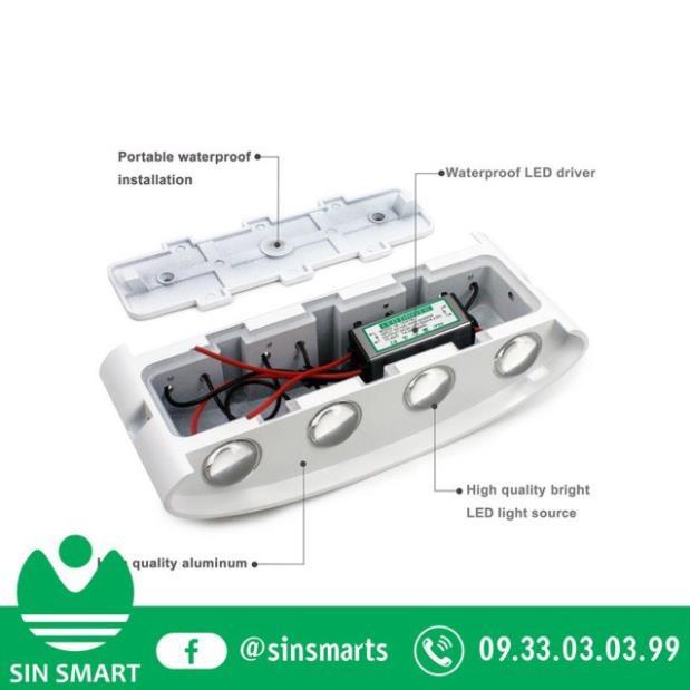 Đèn trang trí hắt tường 2 đầu 6w và 8w chống nước xịn