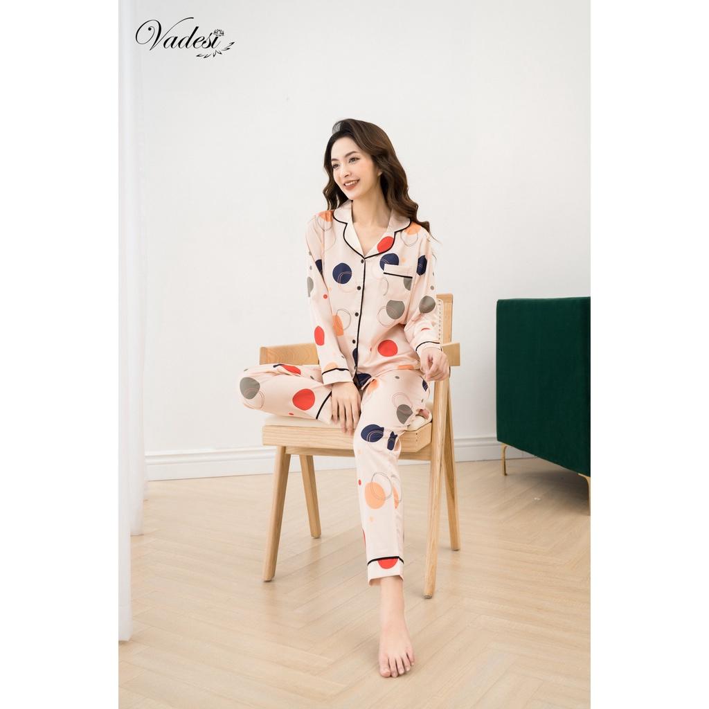 Bộ Đồ Ngủ Nữ Pijama Dài Tay Lụa Cao Cấp Mặc Nhà Họa Tiết Đẹp Mềm Mịn Thấm Hút Thoáng Mát – VADESI