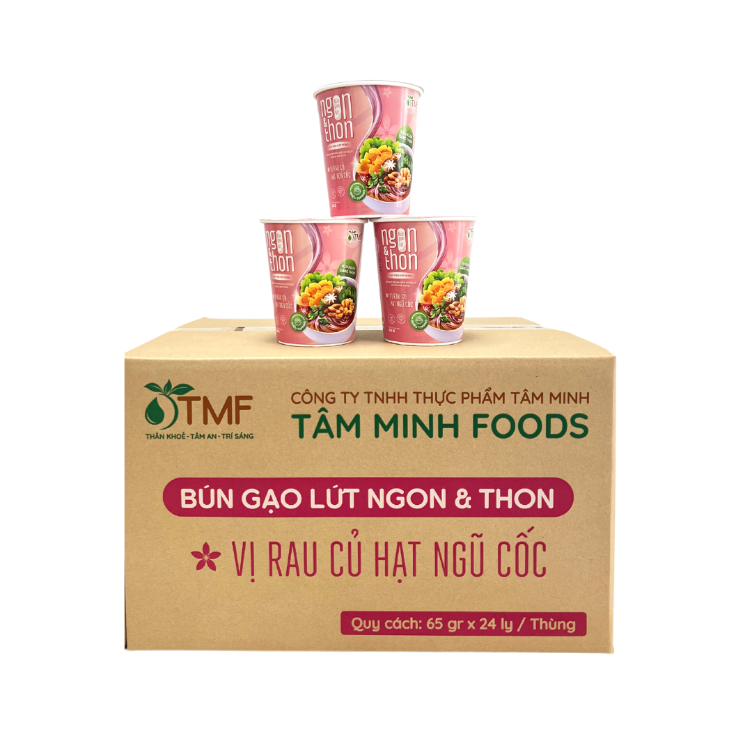 Thùng bún gạo lứt ăn liền NGON &amp; THON - Vị rau củ hạt ngũ cốc