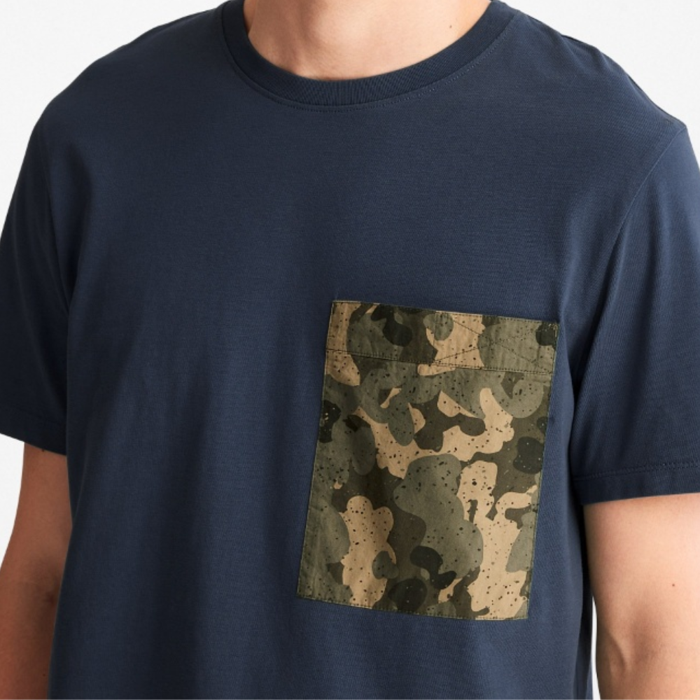 Original Áo Thun Nam Tay Ngắn Timberland Camo Pocket Tee Dark Sapphire TB0A61M144