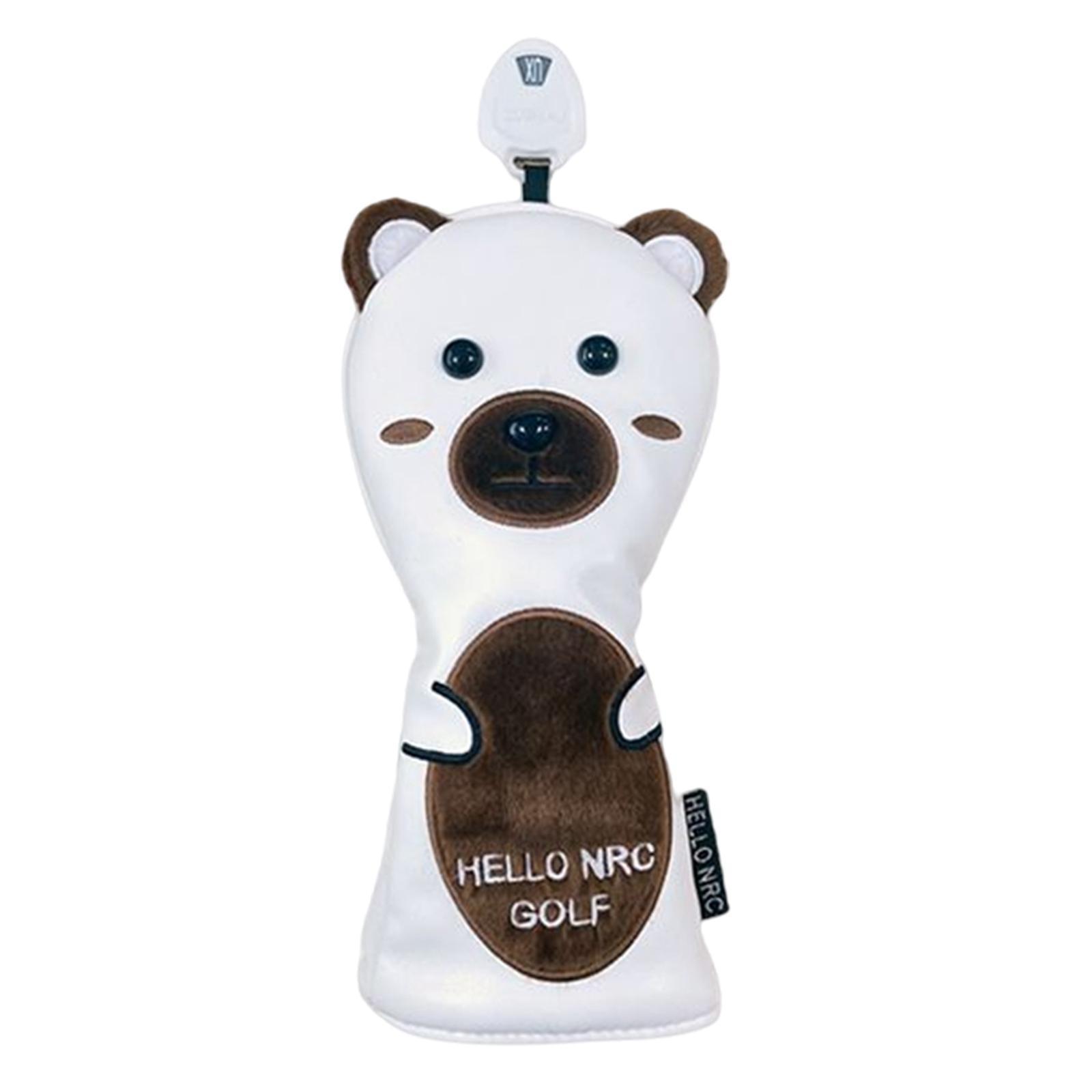 Golf Club Head Cover PU Leather Brown Bear Waterproof Driver Hybrid Fairway Cover