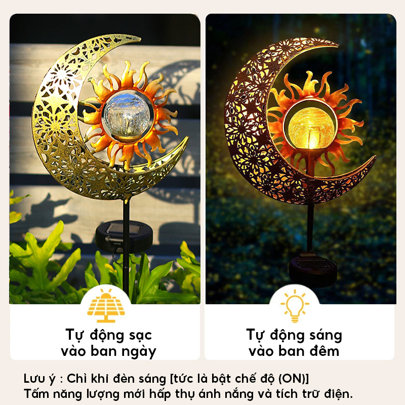 Đèn trang trí năng lượng mặt trời hình mặt trăng, mặt trời, tiết kiệm điện, bóng siêu sáng, chống thấm nước - DA3171