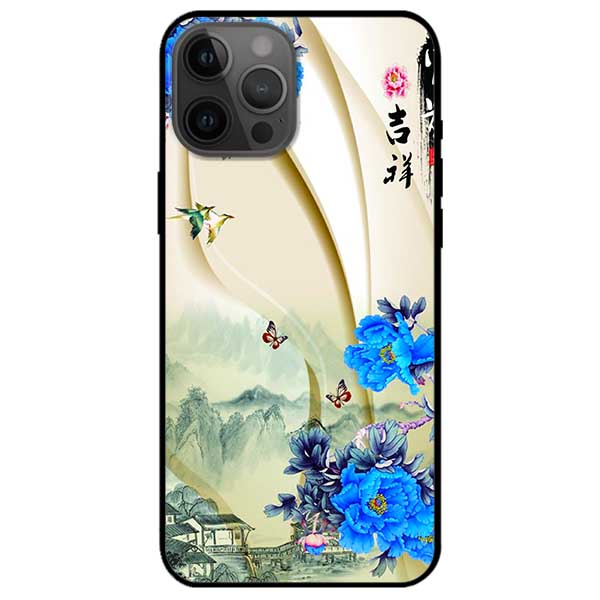 Ốp lưng dành cho Iphone 12 Promax mẫu Hoa Xanh và Bướm