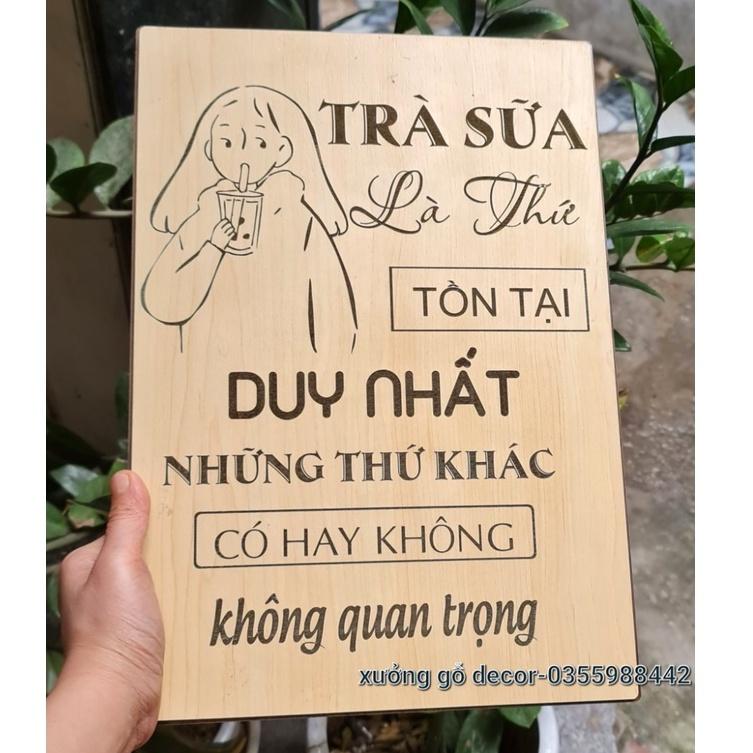 Tranh Trang Trí Quán Trà Sữa, Coffee Bằng Gỗ
