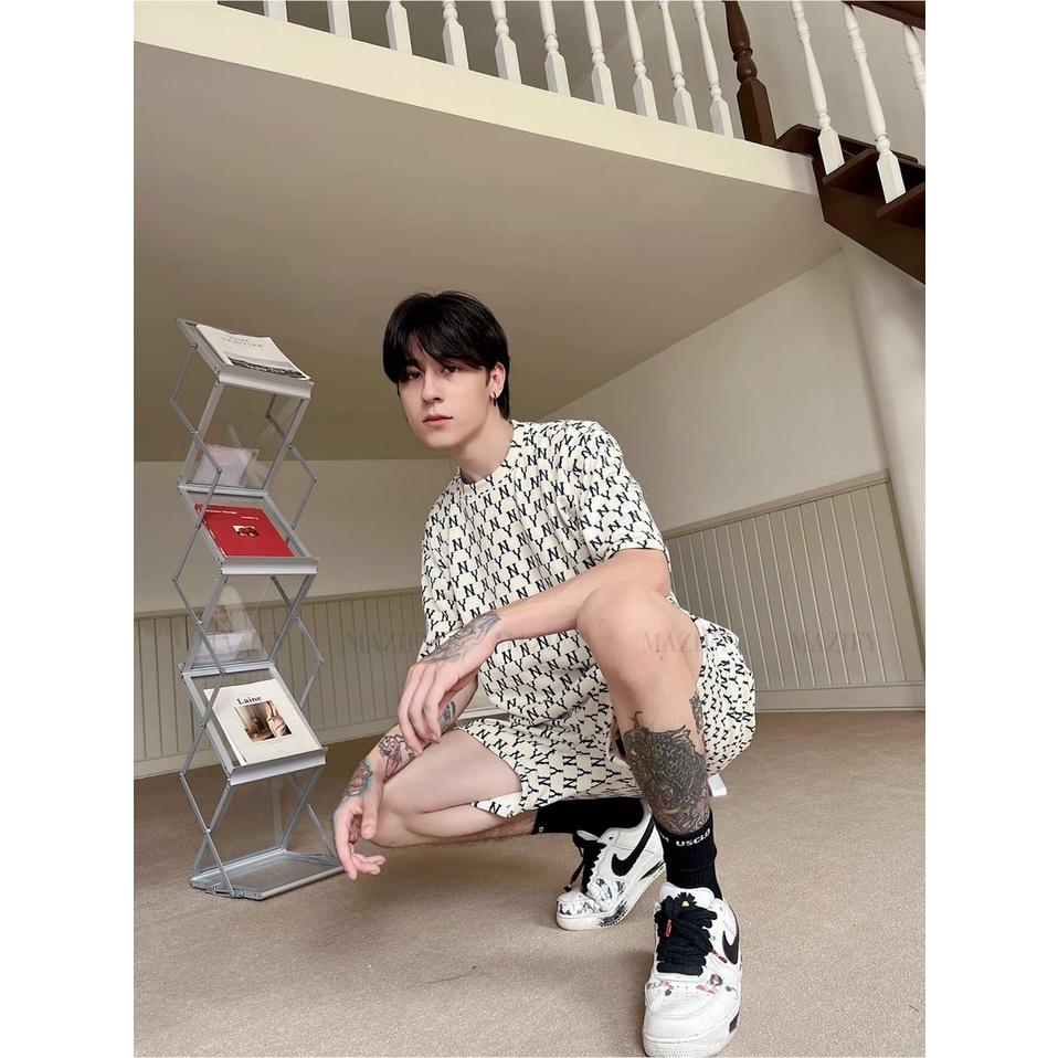 Đồ bộ thể thao nam in 3D ️ THUN LẠNH ️ mùa hè thoáng mát in chữ N.Y đen trắng