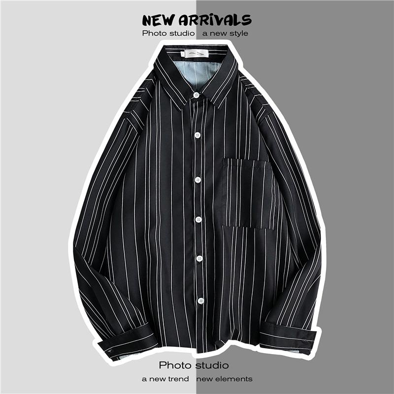 Áo Sơ Mi Dài Tay Sọc Vằn Thời Trang Hàn Cho Nam Cỡ M-3Xl