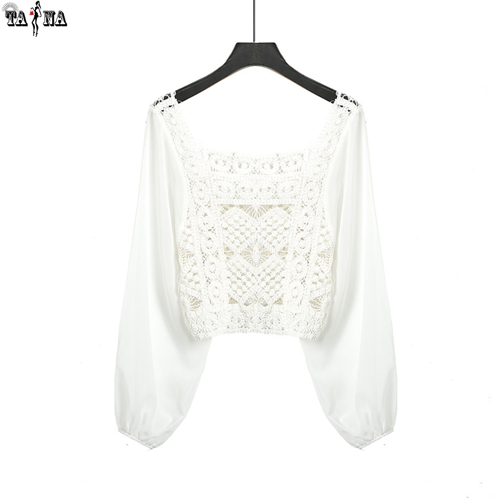 Áo crop top dệt kim tay dài voan mỏng kiểu dáng thời trang trẻ trung