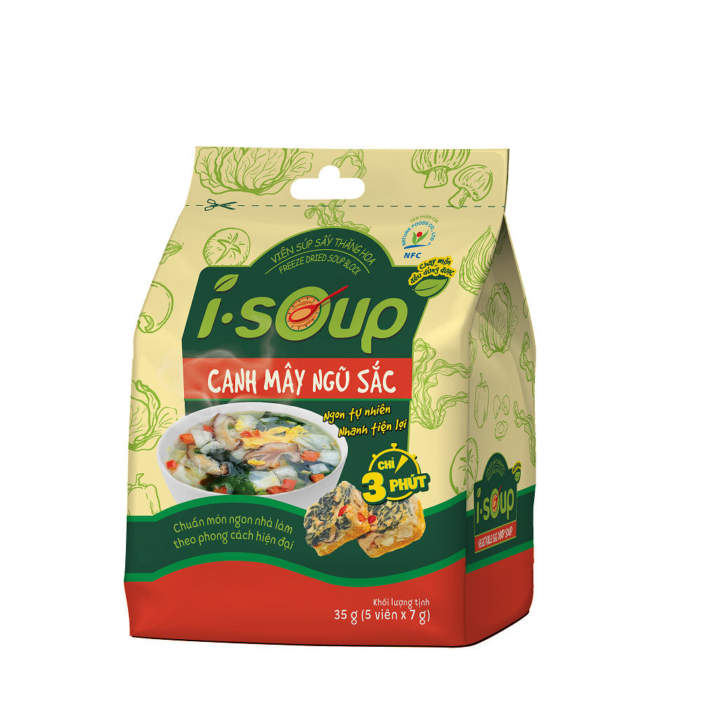 Canh Mây Ngũ Sắc Chay I-Soup 35g 05 Viên