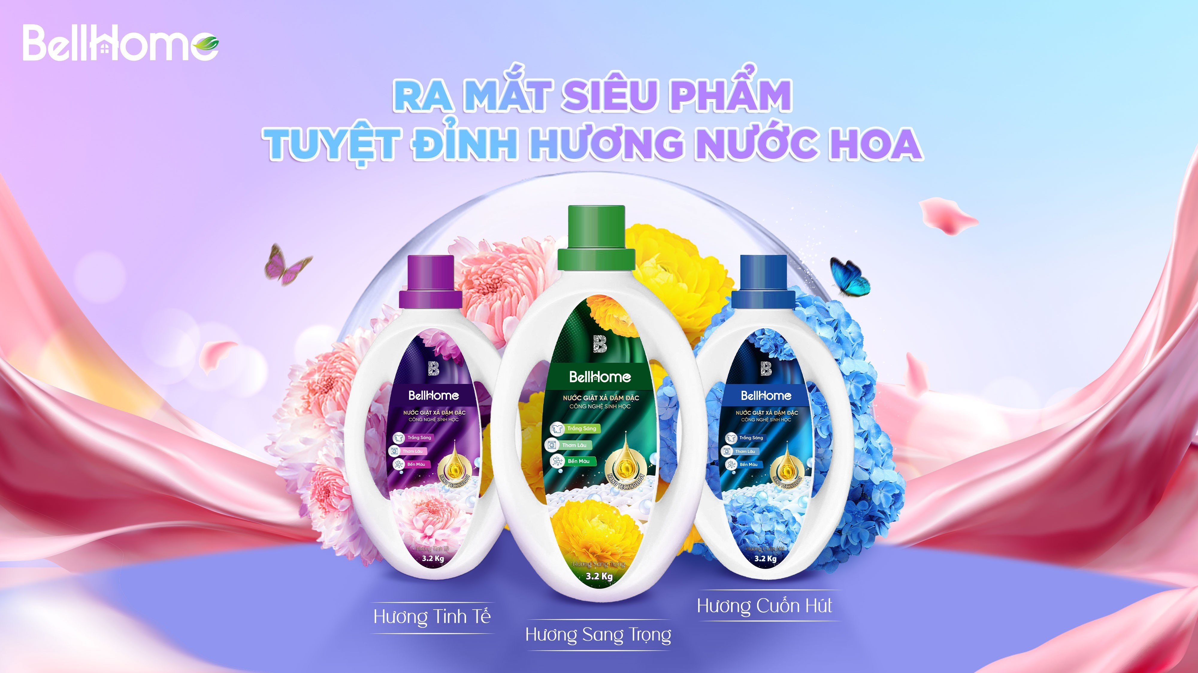 Nước Giặt Xả Công Nghệ Sinh Học Bell Home Hương Tinh Tế 3,2KG