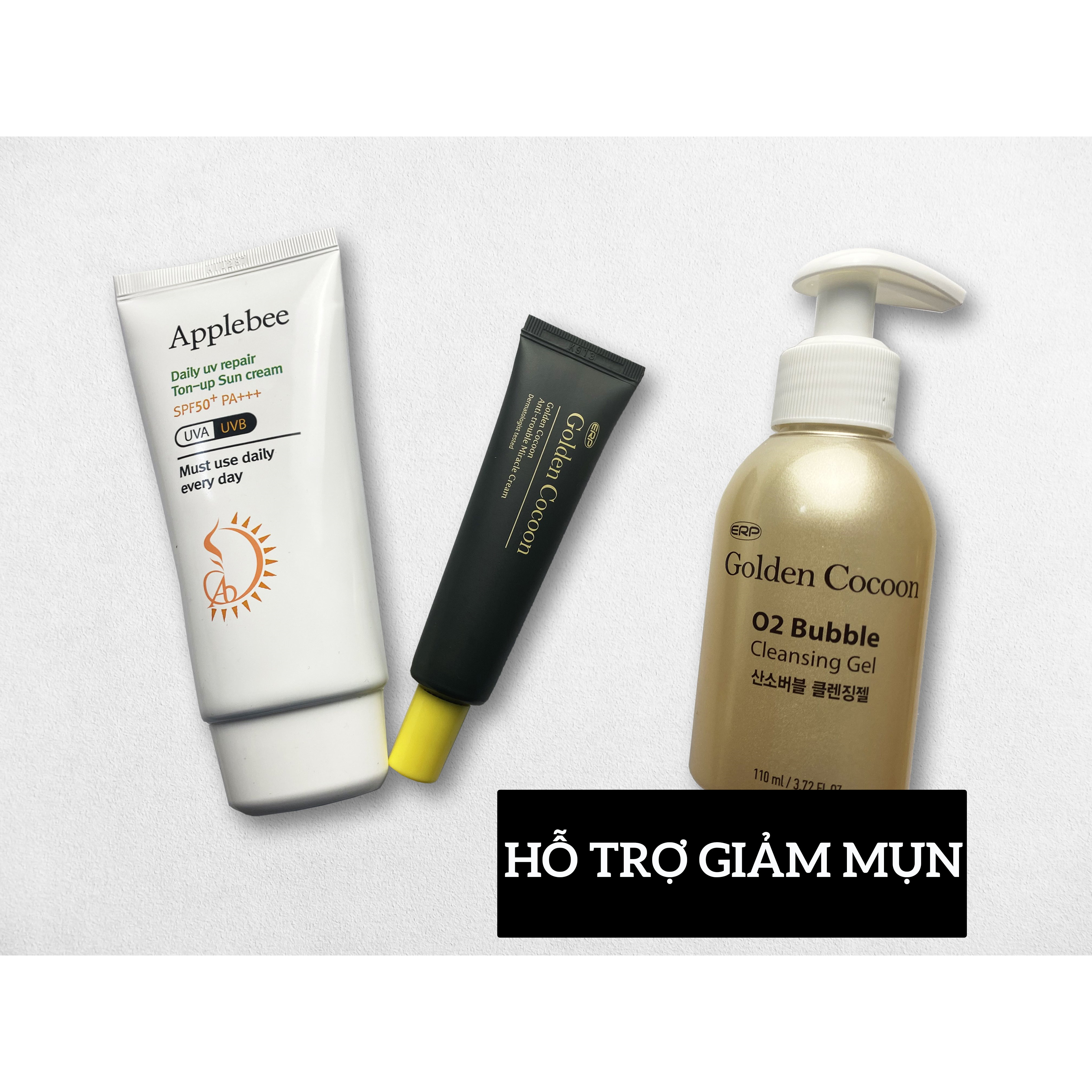 Combo Kiềm Dầu, Giảm &amp; Ngăn Ngừa Mụn, Làm Sạch Da Và Chống Nắng Golden CoCoon