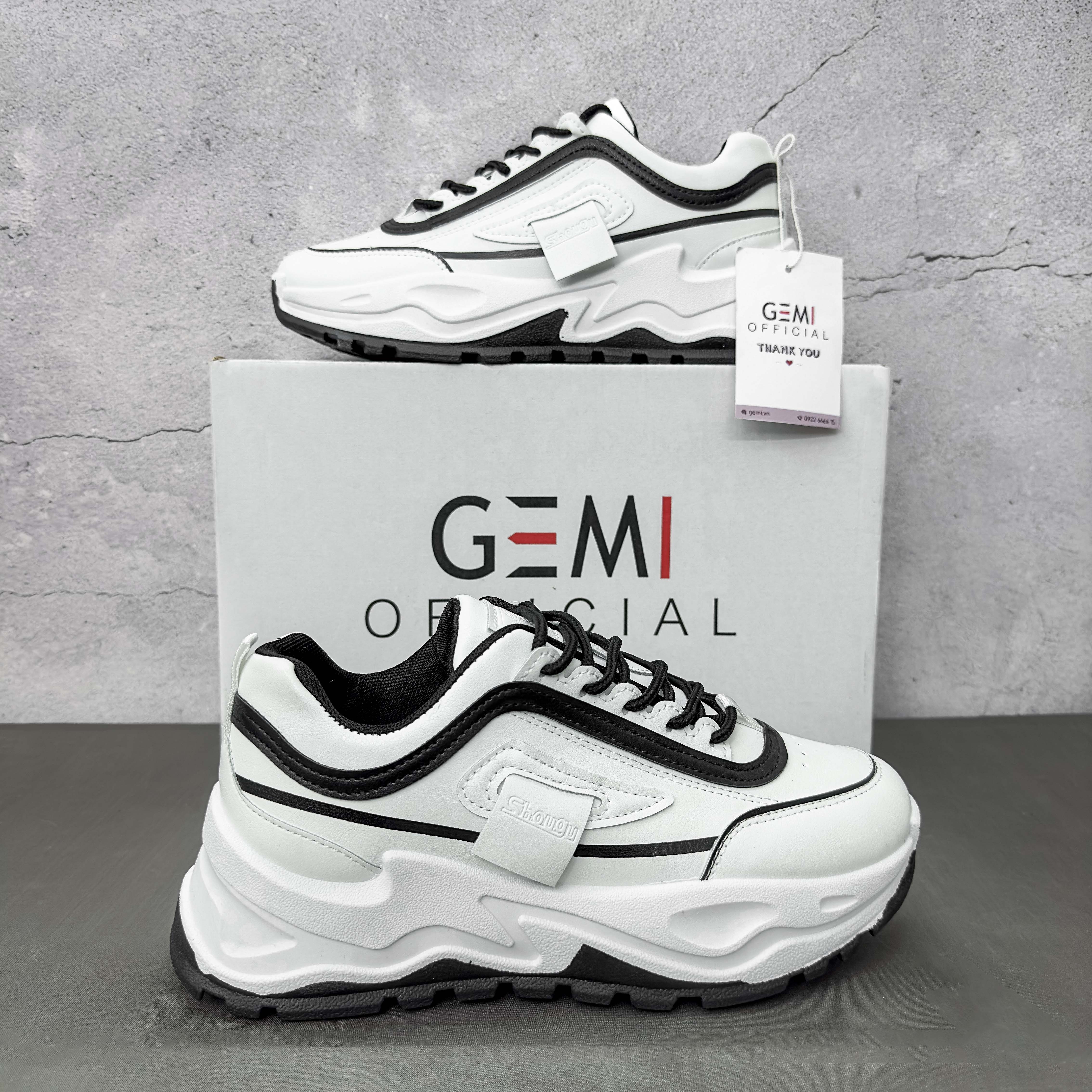 Giày thể thao nữ GEMI - giày ullzzang màu Trắng- Đen, Kiểu dáng Hàn phối đồ cực đẹp- M7236