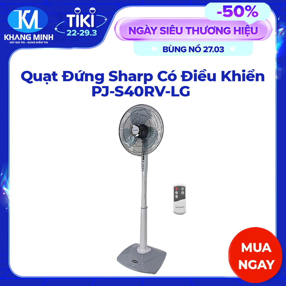 Quạt Đứng Sharp Có Điều Khiển PJ-S40RV-LG - Hàng Chính Hãng