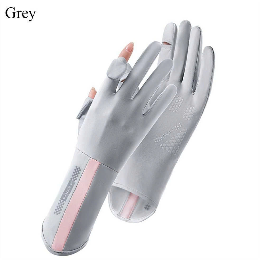 Găng Tay Hở 2 Ngón Unisex Chống Nắng, Có Thể Sử Dụng Cảm Ứng Điện Thoại UV UPF50+ MÀU GHI ĐẬM