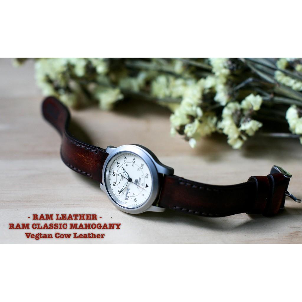 DÂY ĐỒNG HỒ DA BÒ Ý MÀU GỖ MAHOGANY - RAM CLASSIC 1975