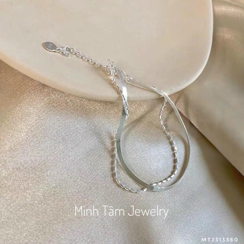 Lắc tay bạc 925 dây đôi hạt gạo, Lắc tay dây kép bạc 925 cao cấp-Minh Tâm Jewelry
