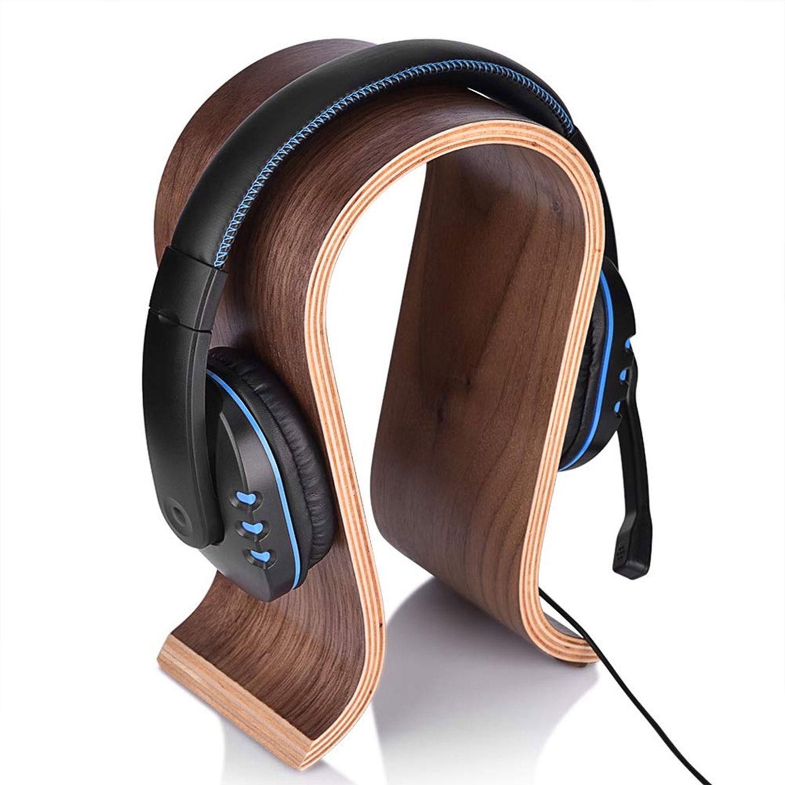 Headset Display Stand Desktop Wooden Headphone Holder for Husband