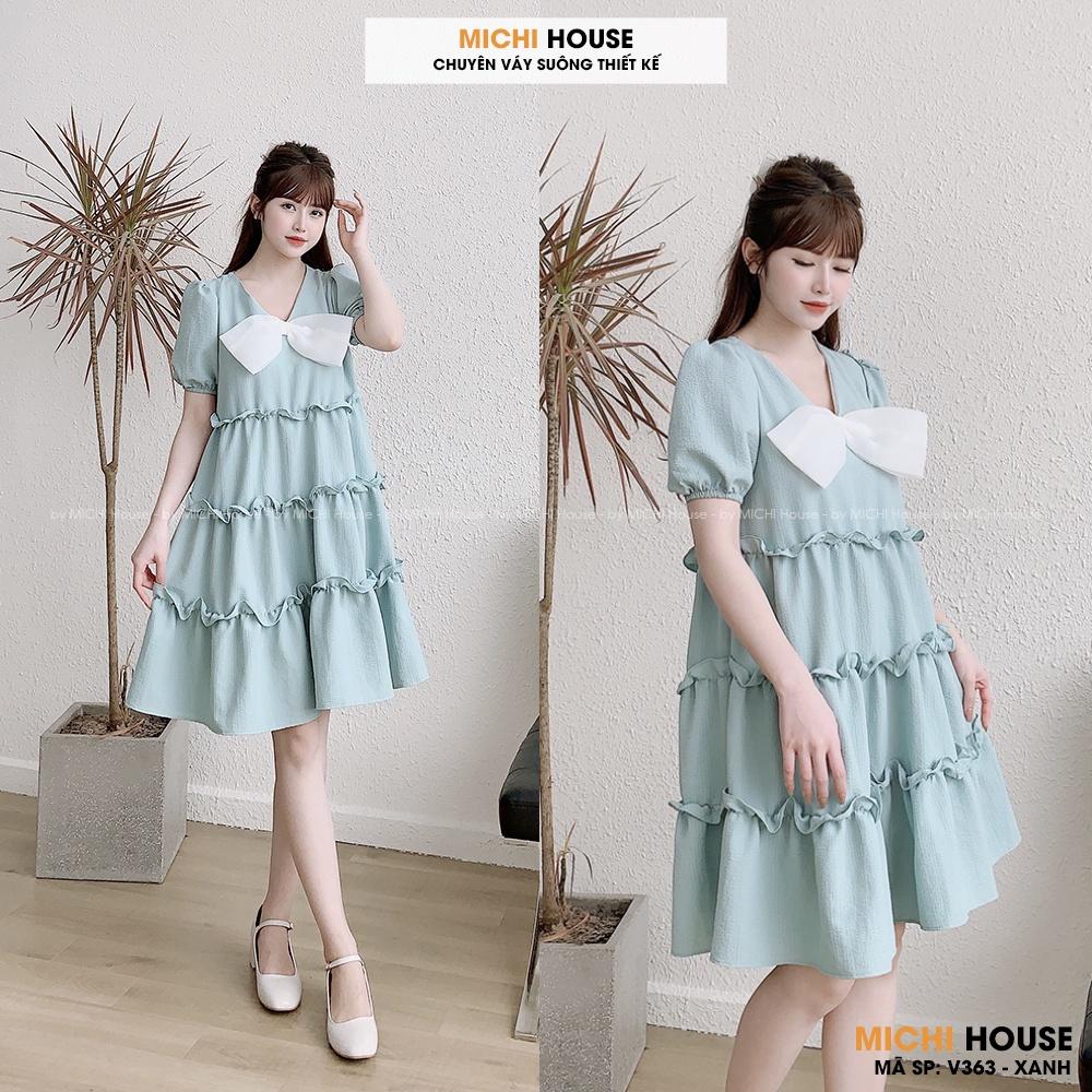 Đầm Suông Babydoll Đính Nơ Dễ Thương MICHI House V363 Váy Xinh Vải Xốp Mềm Mát