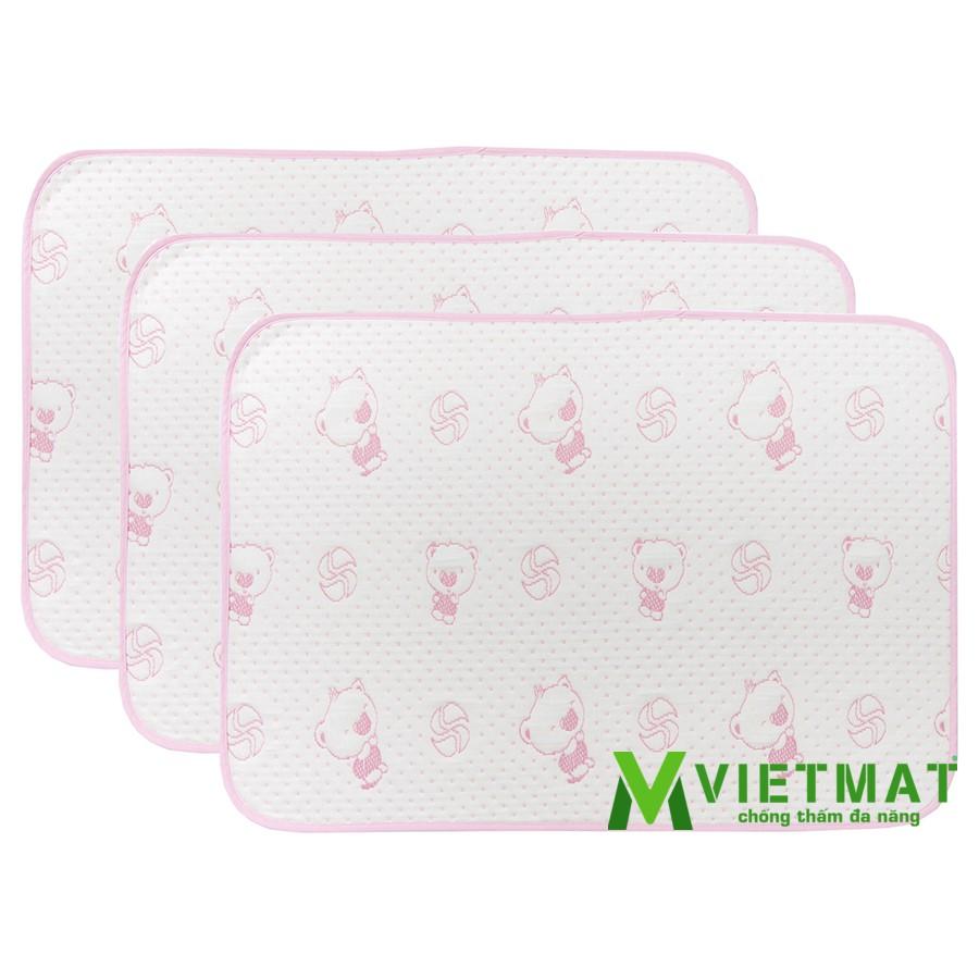 Combo 3 tấm size 50x70cm - Tấm lót chống thấm cotton 4 lớp VIETMAT, hàng Việt Nam chất lượng cao