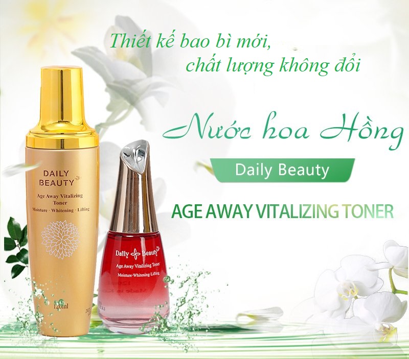 Combo 4 hộp Nước hoa hồng Daily Beauty Age Away Vitalizing Toner R&amp;B Việt Nam nhập khẩu chính ngạch từ Hàn Quốc