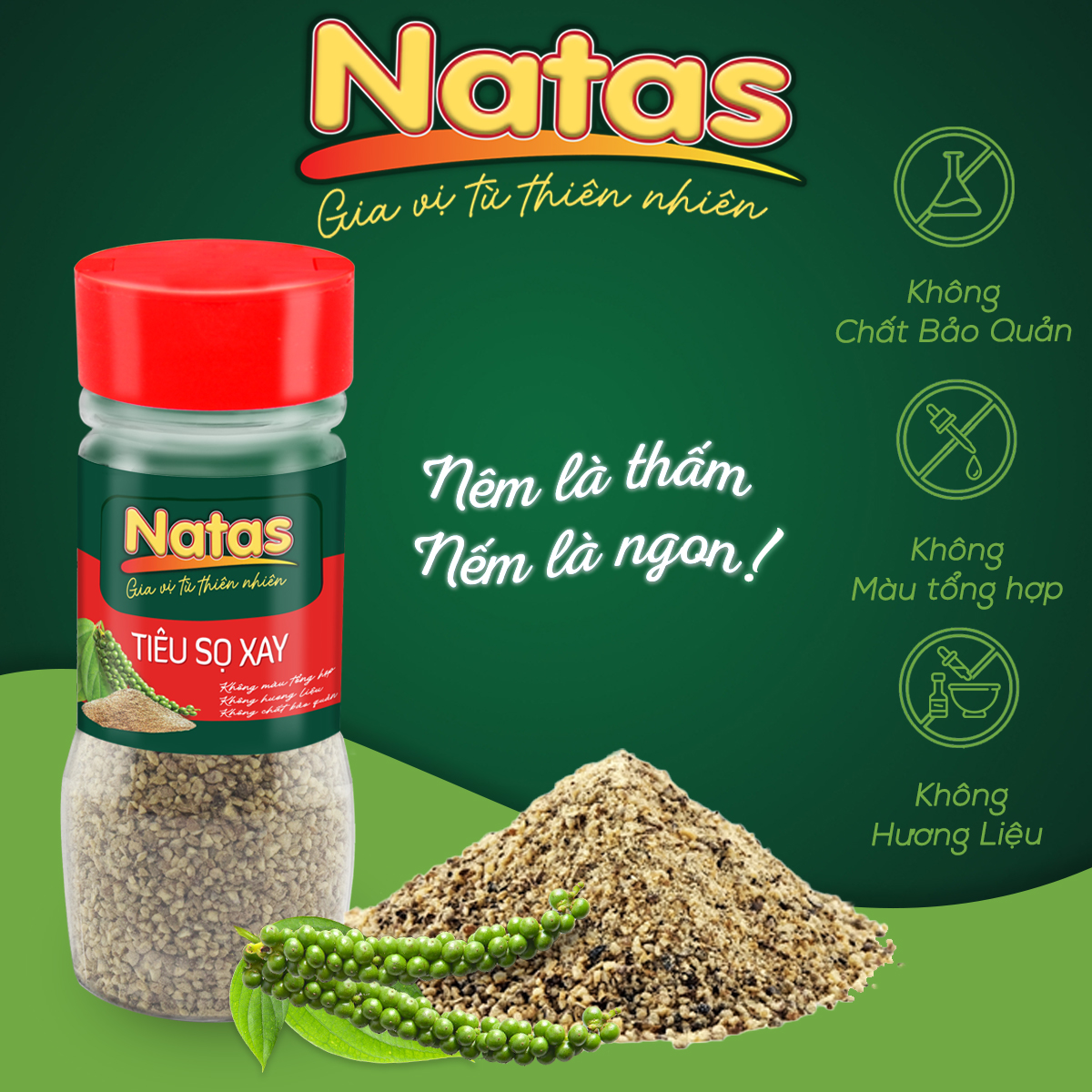 Bột Tiêu Sọ Xay Natas Hũ 55g-Bột Gia Vị Tiện Dụng