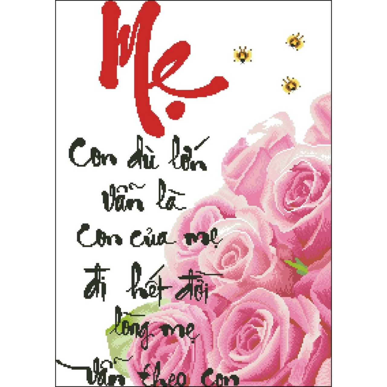 Tranh thêu chữ thập Mẹ dõi theo con 50x68cm - chưa thêu