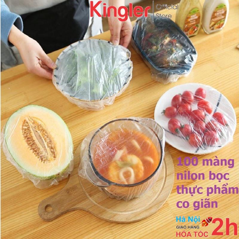 Gói 100 Màng Bọc Thực Phẩm Co Giãn, Túi Nilon Màng Bọc Thực Phẩm, Đa Năng, Mũ Ủ Tóc, Mũ Đội Đầu Khi Tắm. Kingler 5180