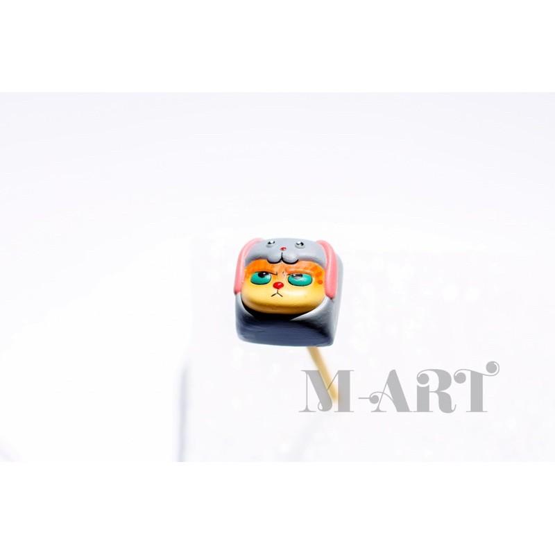 Nút dành cho bàn phím cơ mèo dễ thương và chiếc mũ thỏ con - Meowy artisan keycaps